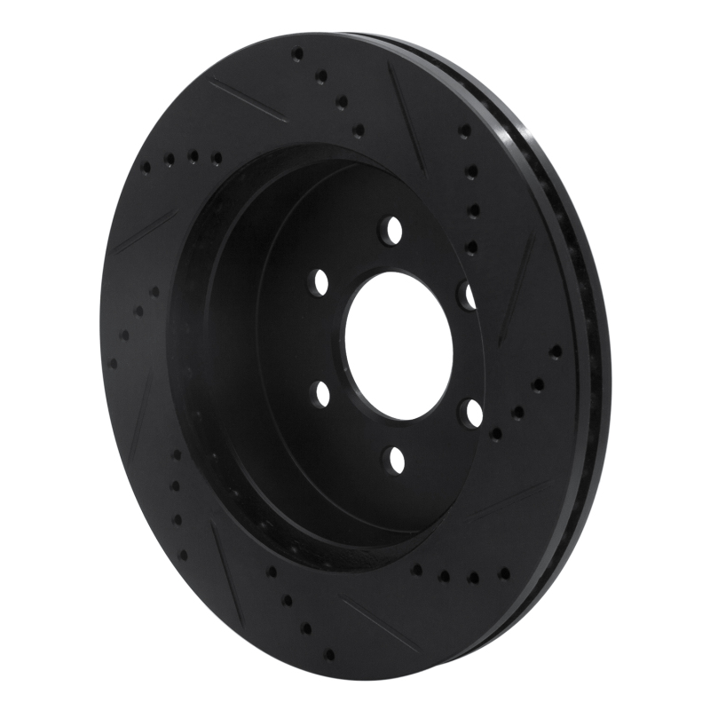 Dodge Dakota Brake Rotor (1) - Front Left - R1 Concepts - Drilled & Slotted - Black - `03-`04